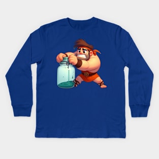 Hercules Struggles To Open A jar Kids Long Sleeve T-Shirt